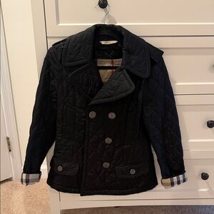 Burberry Black Quilted Pea Coat